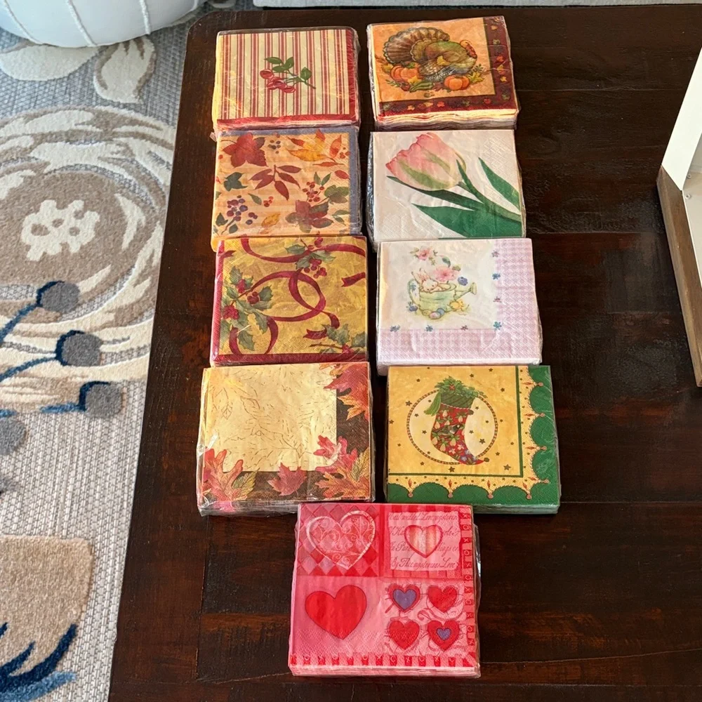 Assorted Beverage Napkins Set of Nine